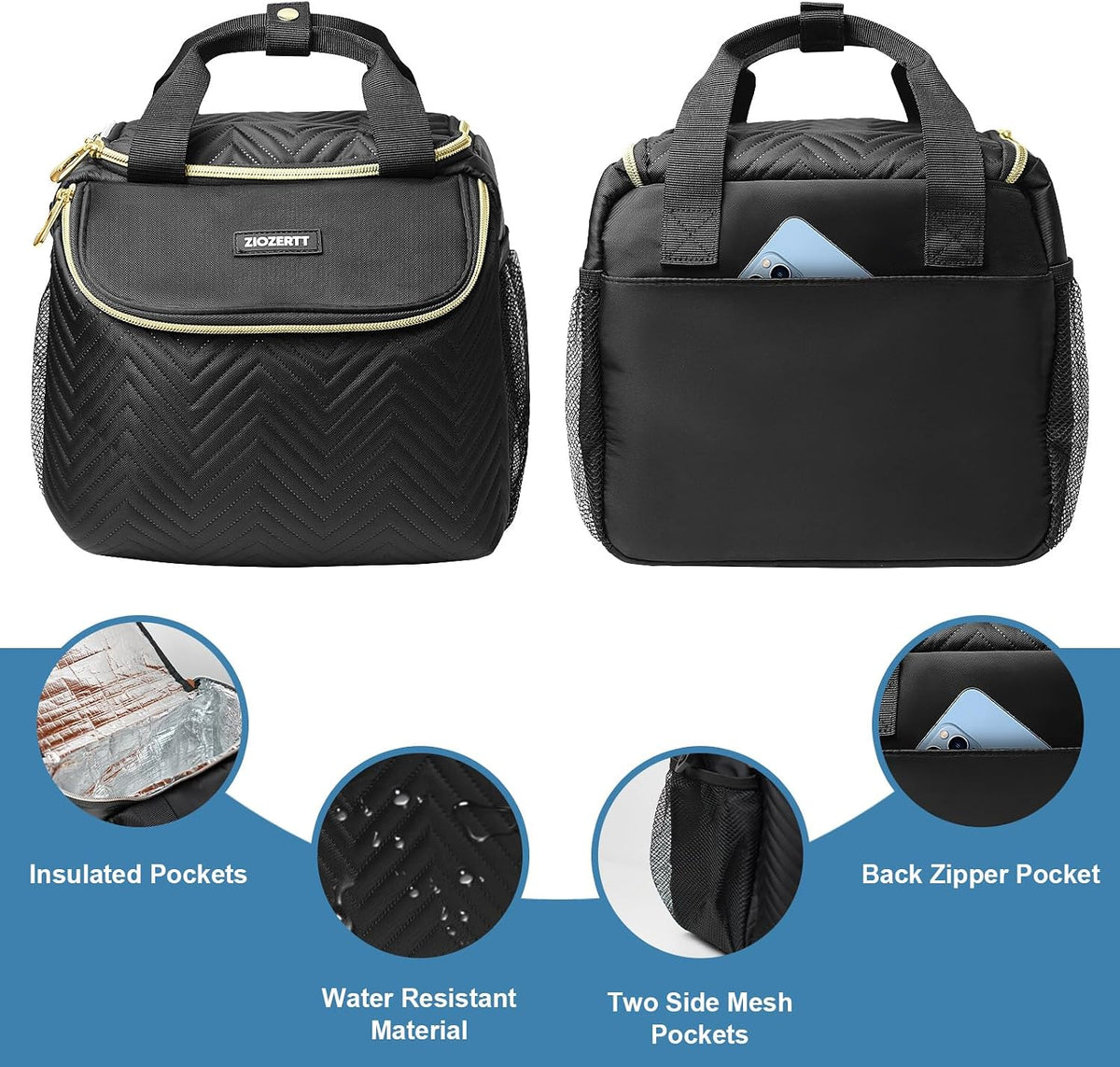 Wearable Breast Pump Bag,Breastmilk Cooler Travel Bag Compatible with Momcozy/Eufy/Paruu/Elvie/Willow/Medela Breast Pump with Ice Pack and Water Resistent Mat for 6 Baby Bottles Up to 9 Ounce,Black