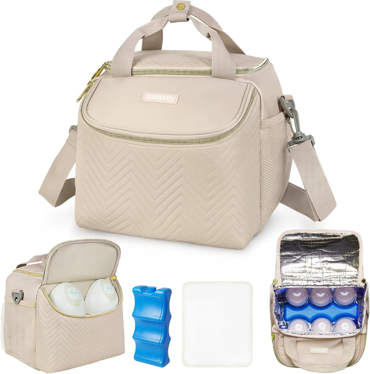 Wearable Breast Pump Bag,Breastmilk Cooler Travel Bag Compatible with Momcozy/Eufy/Paruu/Elvie/Willow/Medela Breast Pump with Ice Pack and Water Resistent Mat for 6 Baby Bottles Up to 9 Ounce,Black