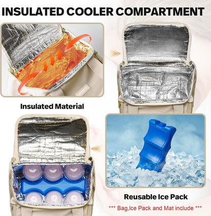 Wearable Breast Pump Bag,Breastmilk Cooler Travel Bag Compatible with Momcozy/Eufy/Paruu/Elvie/Willow/Medela Breast Pump with Ice Pack and Water Resistent Mat for 6 Baby Bottles Up to 9 Ounce,Black