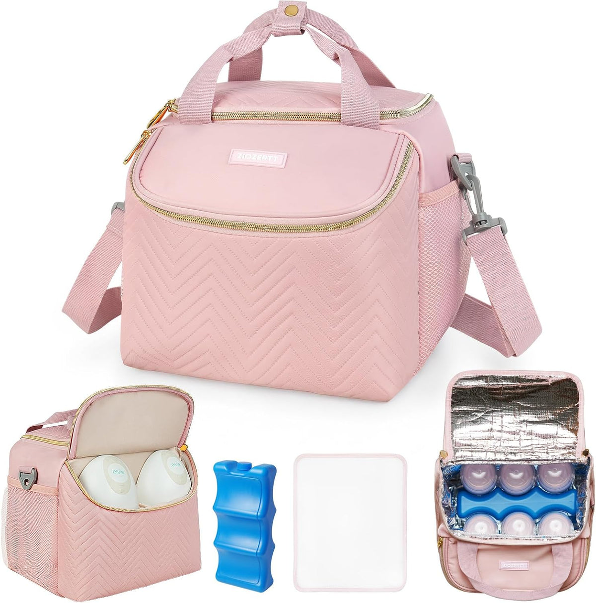 Wearable Breast Pump Bag,Breastmilk Cooler Travel Bag Compatible with Momcozy/Eufy/Paruu/Elvie/Willow/Medela Breast Pump with Ice Pack and Water Resistent Mat for 6 Baby Bottles Up to 9 Ounce,Black