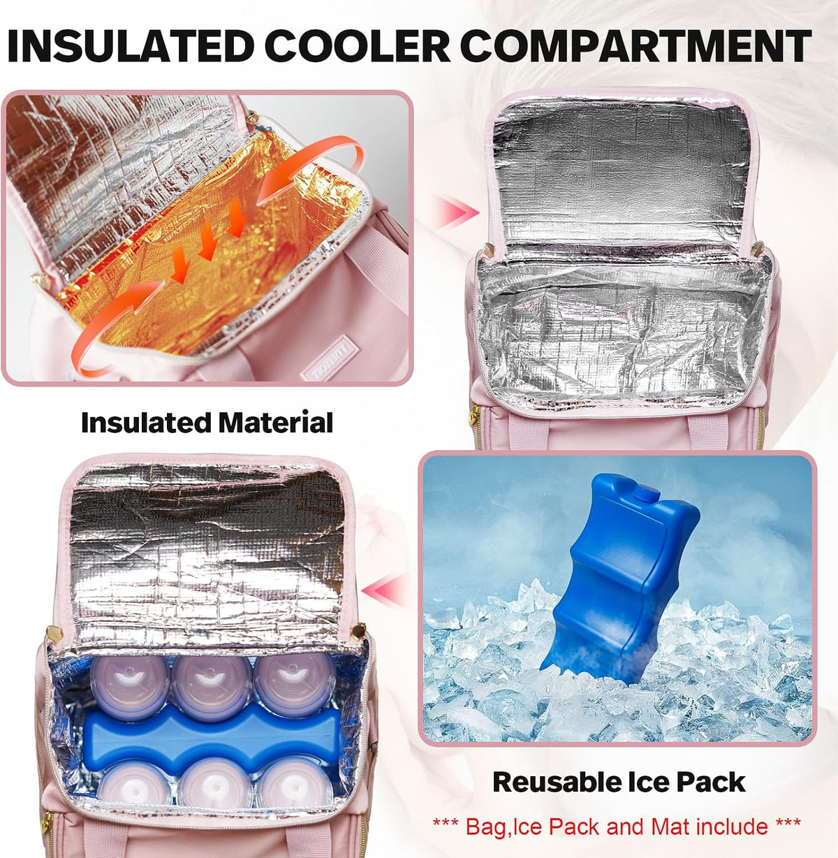 Wearable Breast Pump Bag,Breastmilk Cooler Travel Bag Compatible with Momcozy/Eufy/Paruu/Elvie/Willow/Medela Breast Pump with Ice Pack and Water Resistent Mat for 6 Baby Bottles Up to 9 Ounce,Black