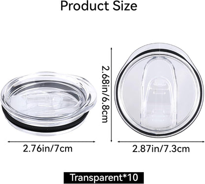 10 Pcs Skinny Tumbler Lid Replacement, 20 Oz Tumbler Lid Fit Skinny Cup, Spill-Proof Replacement Lids for 20 Oz, Silicone Sliding Cover Mug Topper Straw Friendly for Work Travel Daily Use, White