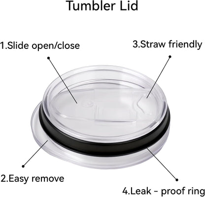 10 Pcs Skinny Tumbler Lid Replacement, 20 Oz Tumbler Lid Fit Skinny Cup, Spill-Proof Replacement Lids for 20 Oz, Silicone Sliding Cover Mug Topper Straw Friendly for Work Travel Daily Use, White