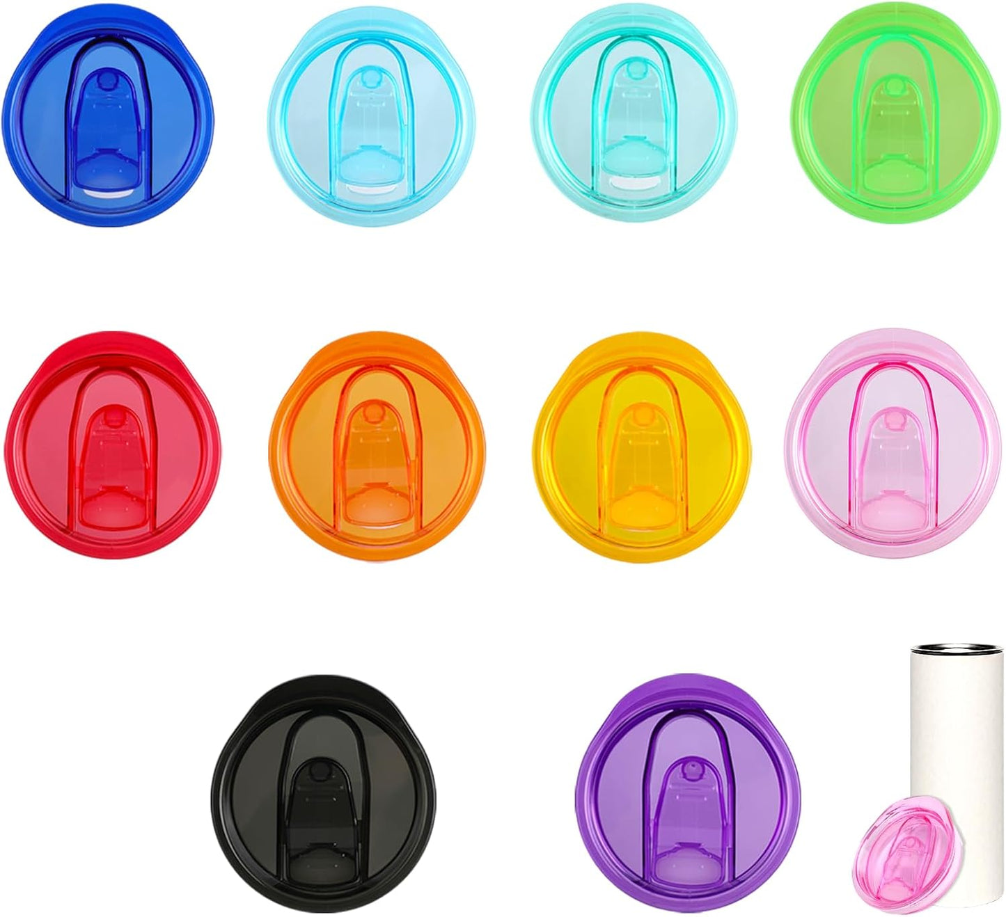 10 Pcs Skinny Tumbler Lid Replacement, 20 Oz Tumbler Lid Fit Skinny Cup, Spill-Proof Replacement Lids for 20 Oz, Silicone Sliding Cover Mug Topper Straw Friendly for Work Travel Daily Use, White