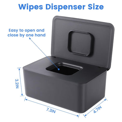 Baby Wipes Dispenser, Wipes Dispenser Baby Wipes Case, Baby Wipe Holder for Fresh Wipes, Non-Slip Wipes Case, Wipe Container with Sealing Design Lid (Black)