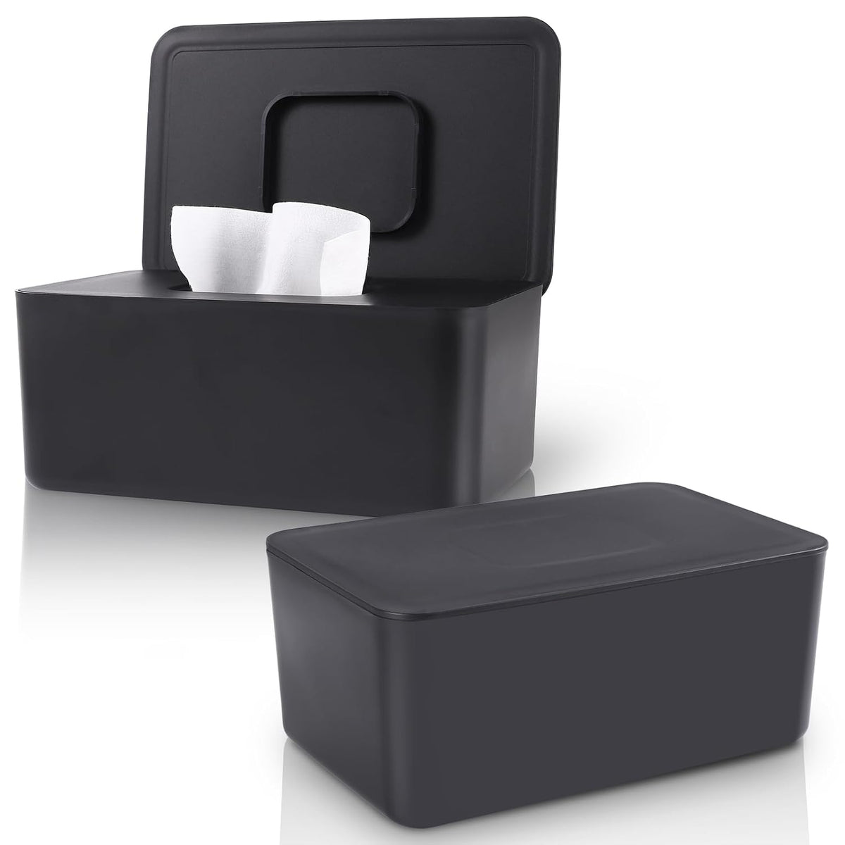 Baby Wipes Dispenser, Wipes Dispenser Baby Wipes Case, Baby Wipe Holder for Fresh Wipes, Non-Slip Wipes Case, Wipe Container with Sealing Design Lid (Black)