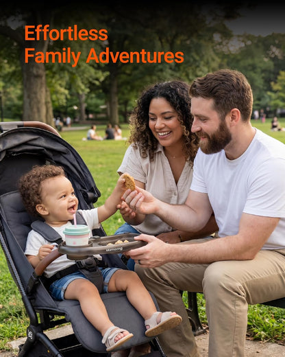 Air Lux Carbon Fiber Baby Stroller with 3-in-1 Universal Snack Tray - Bundle