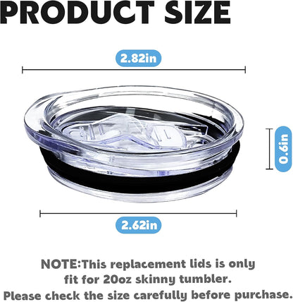 2 Pack 20oz Skinny Tumbler Replacement Lids,Spill Proof Covers | Splash Resistant Sliding Covers with Seal Ring,for 20oz Strainght Skinny Tumbler,Straw Friendly, BPA Free,Leak-proof