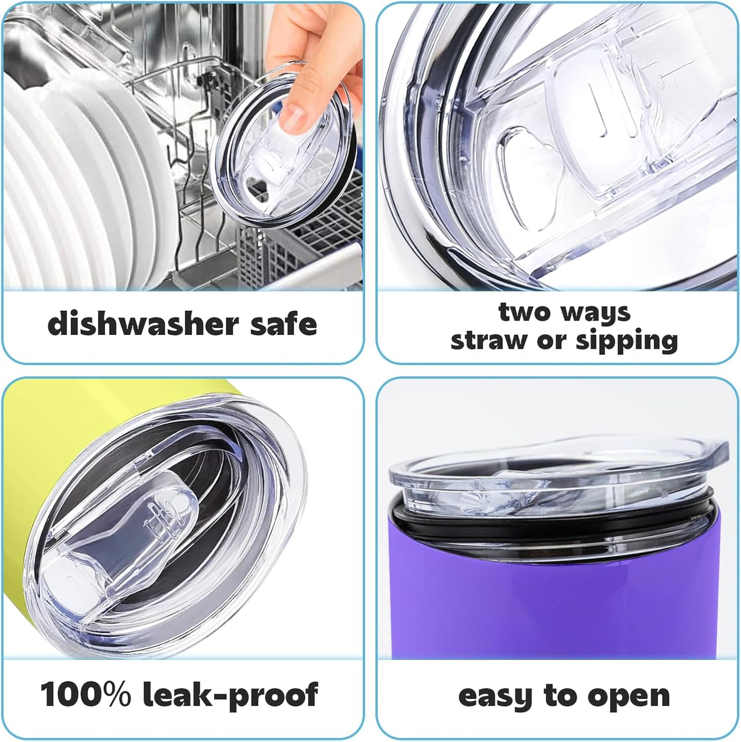 2 Pack 20oz Skinny Tumbler Replacement Lids,Spill Proof Covers | Splash Resistant Sliding Covers with Seal Ring,for 20oz Strainght Skinny Tumbler,Straw Friendly, BPA Free,Leak-proof