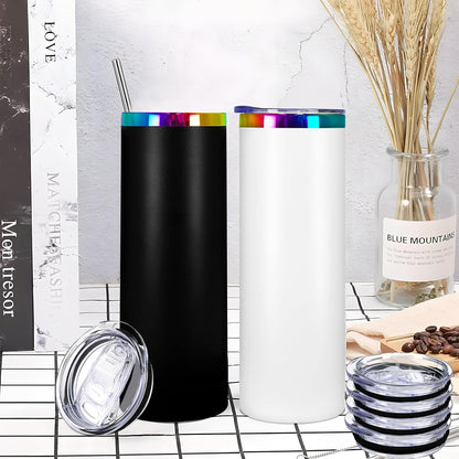 2 Pack 20oz Skinny Tumbler Replacement Lids,Spill Proof Covers | Splash Resistant Sliding Covers with Seal Ring,for 20oz Strainght Skinny Tumbler,Straw Friendly, BPA Free,Leak-proof
