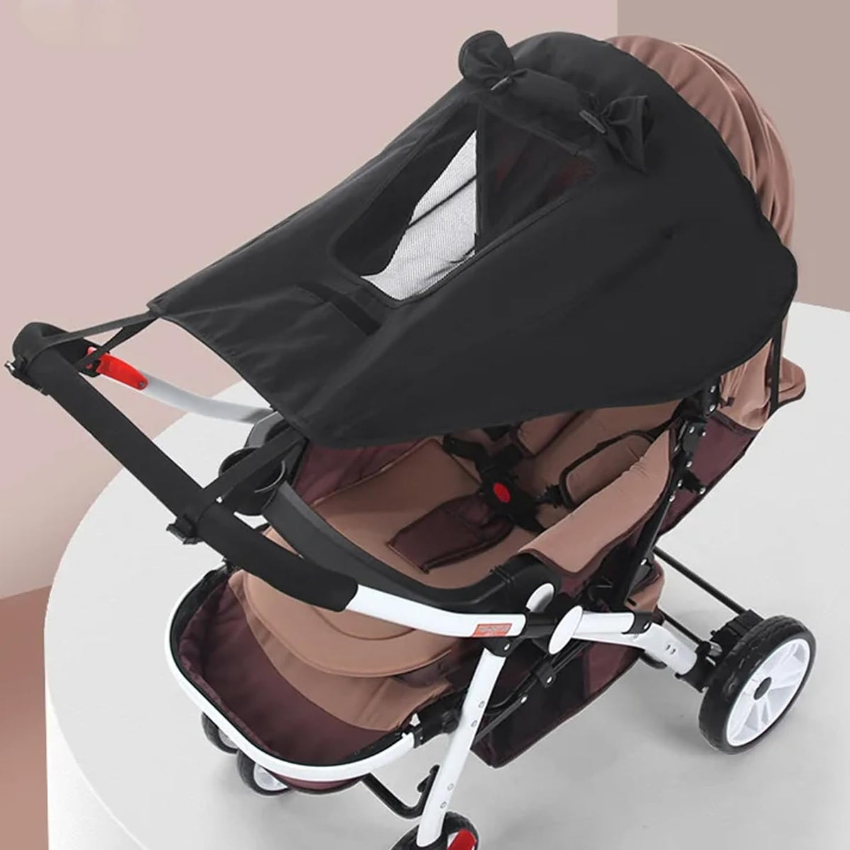Stroller Sun Shade – UPF Protective Linen Shade Cover with Ventilation Window for Reversible High-View Strollers - Black