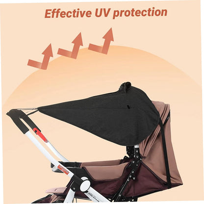 Stroller Sun Shade – UPF Protective Linen Shade Cover with Ventilation Window for Reversible High-View Strollers - Black