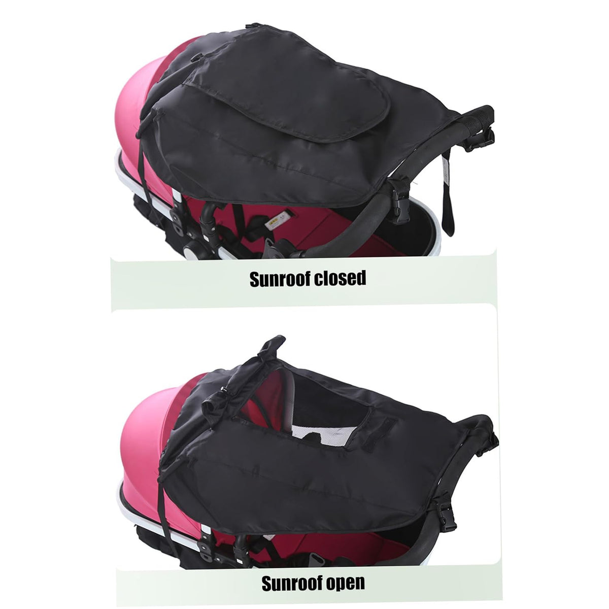 Stroller Sun Shade – UPF Protective Linen Shade Cover with Ventilation Window for Reversible High-View Strollers - Black