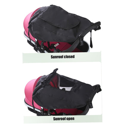 Stroller Sun Shade – UPF Protective Linen Shade Cover with Ventilation Window for Reversible High-View Strollers - Black