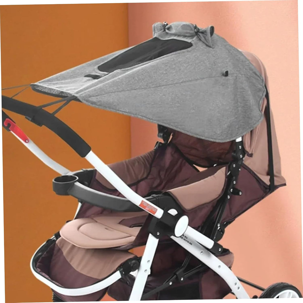 Stroller Sun Shade – UPF Protective Linen Shade Cover with Ventilation Window for Reversible High-View Strollers - Black