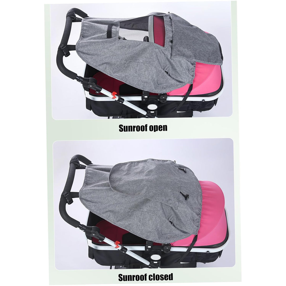 Stroller Sun Shade – UPF Protective Linen Shade Cover with Ventilation Window for Reversible High-View Strollers - Black