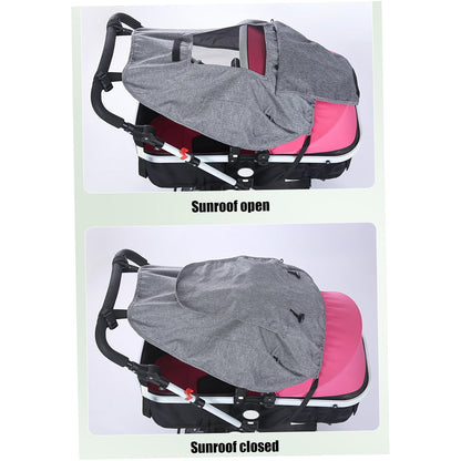 Stroller Sun Shade – UPF Protective Linen Shade Cover with Ventilation Window for Reversible High-View Strollers - Black