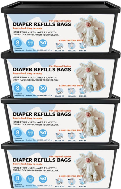 Diaper Pail Refills Bags Compatible with Genie Easy Roll Signature Diaper