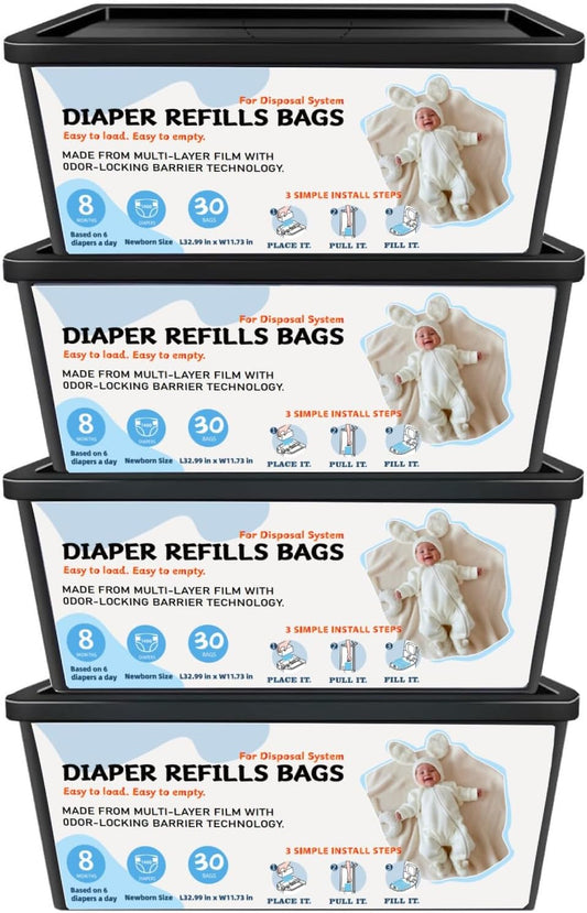 Diaper Pail Refills Bags Compatible with Genie Easy Roll Signature Diaper