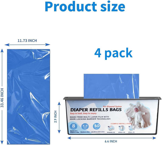 Diaper Pail Refills Bags Compatible with Genie Easy Roll Signature Diaper