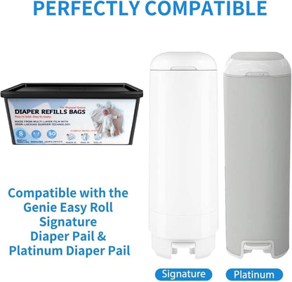 Diaper Pail Refills Bags Compatible with Genie Easy Roll Signature Diaper