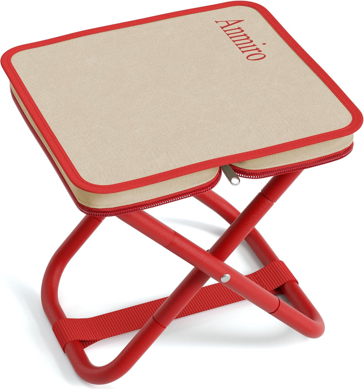 Portable Folding Camping Stool, 12.6 Inch Lightweight Mountaineering Hiking Stool, Outdoor Beach Fishing Garden Foldable Stool with Carry Bag, Supports Up to 200LB