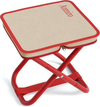 Portable Folding Camping Stool, 12.6 Inch Lightweight Mountaineering Hiking Stool, Outdoor Beach Fishing Garden Foldable Stool with Carry Bag, Supports Up to 200LB