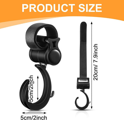 4 Pcs Walker Hooks Wheelchair Hanging Hooks 360° Rotation Stroller Hooks Stroller Hanger Diaper Bag Hanger Stroller Bags Purse Organizer Stroller Wheelchair Walker Accessories