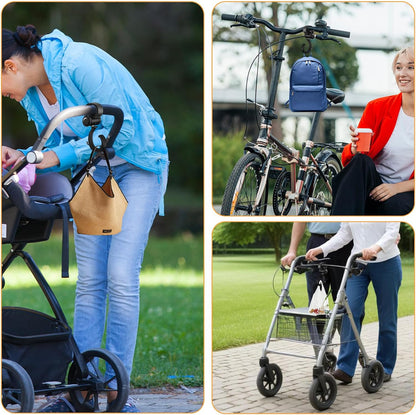 4 Pcs Walker Hooks Wheelchair Hanging Hooks 360° Rotation Stroller Hooks Stroller Hanger Diaper Bag Hanger Stroller Bags Purse Organizer Stroller Wheelchair Walker Accessories