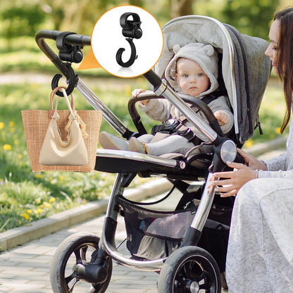 4 Pcs Walker Hooks Wheelchair Hanging Hooks 360° Rotation Stroller Hooks Stroller Hanger Diaper Bag Hanger Stroller Bags Purse Organizer Stroller Wheelchair Walker Accessories