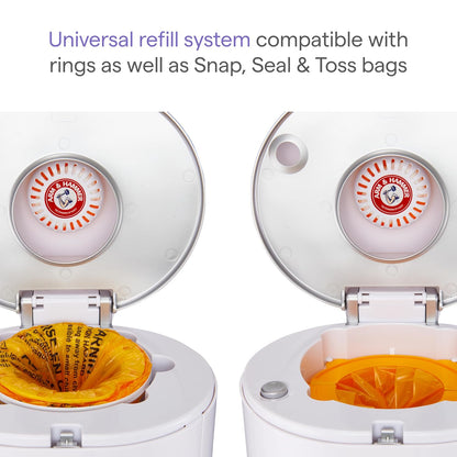 ® STEP™ Diaper Pail Powered by Arm & Hammer, #1 in Odor Control, Award-Winning, Includes 1 Snap, Seal & Toss™ Bag, 1 Starter Refill Ring, and 1 PUCK™ Baking Soda Cartridge