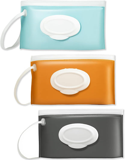 3 Pack On The Go Wipes Dispenser,Baby Wipes Dispenser, Refillable Baby Wipes Container for Travel, Baby Wipes Container Travel, Wet Wipe Dispenser, Baby Wipe Holder Wipe Container for Travel (P)