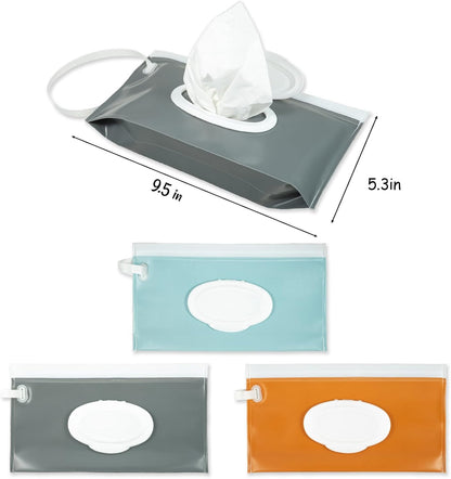 3 Pack On The Go Wipes Dispenser,Baby Wipes Dispenser, Refillable Baby Wipes Container for Travel, Baby Wipes Container Travel, Wet Wipe Dispenser, Baby Wipe Holder Wipe Container for Travel (P)