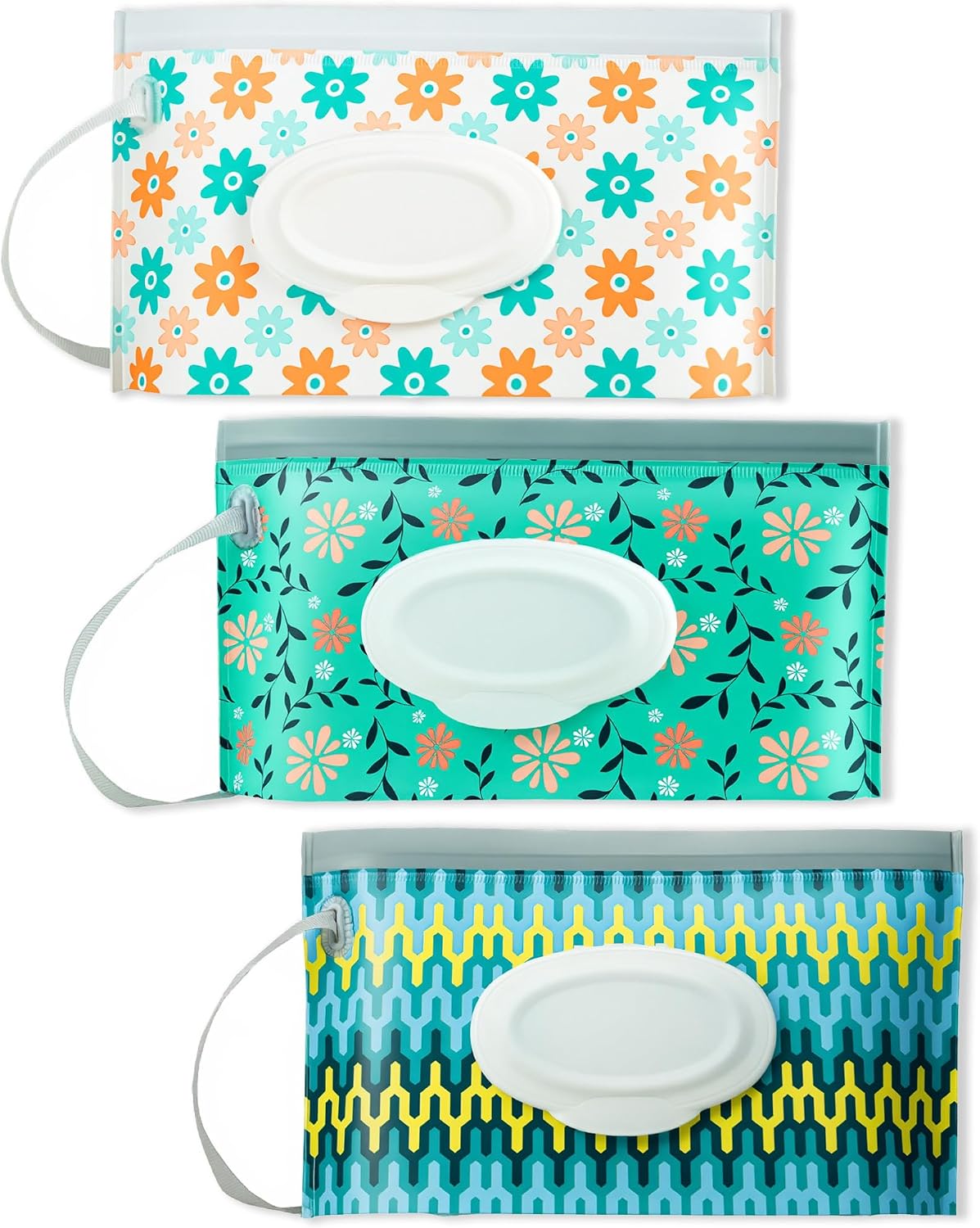 3 Pack On The Go Wipes Dispenser,Baby Wipes Dispenser, Refillable Baby Wipes Container for Travel, Baby Wipes Container Travel, Wet Wipe Dispenser, Baby Wipe Holder Wipe Container for Travel (P)