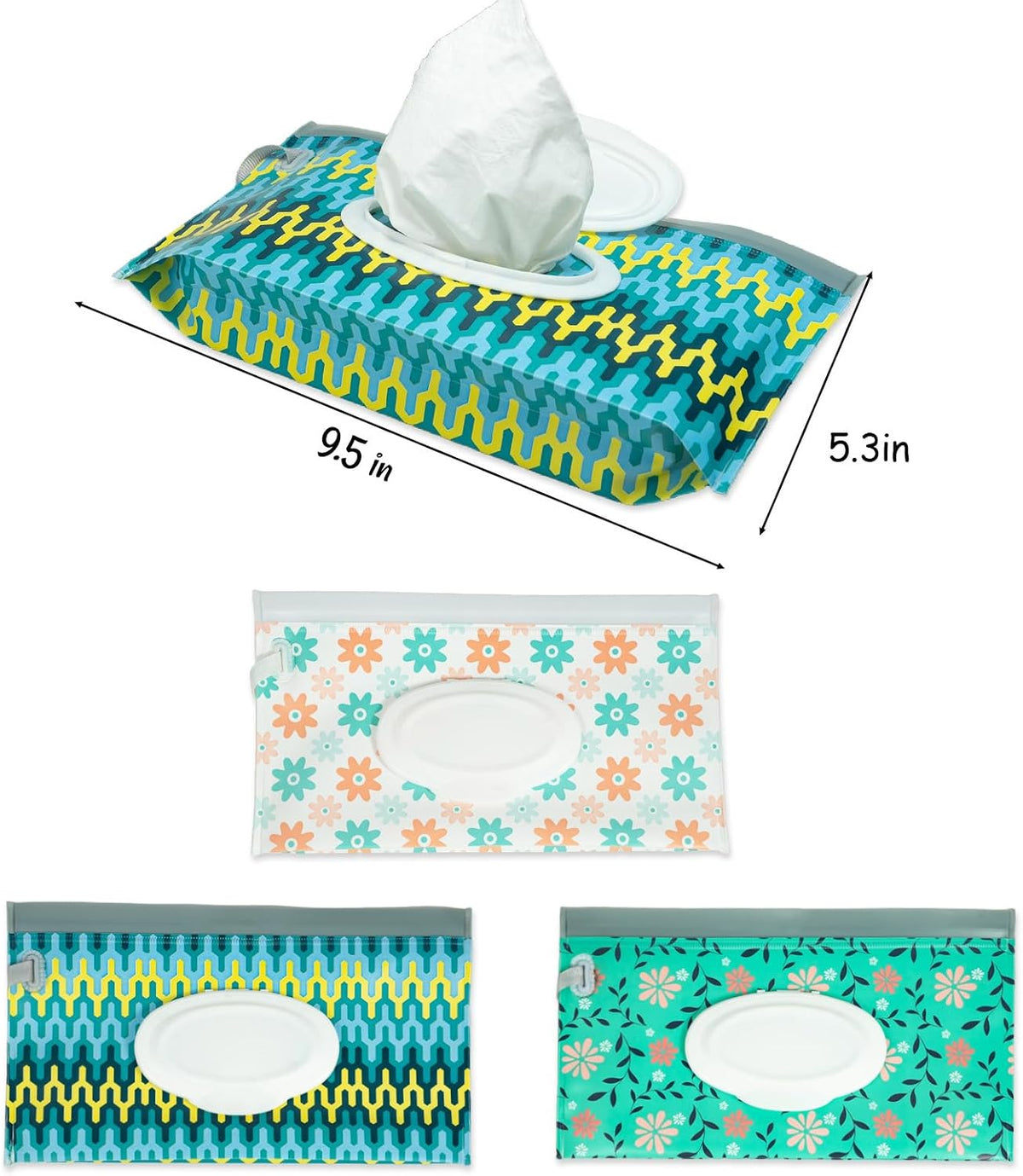 3 Pack On The Go Wipes Dispenser,Baby Wipes Dispenser, Refillable Baby Wipes Container for Travel, Baby Wipes Container Travel, Wet Wipe Dispenser, Baby Wipe Holder Wipe Container for Travel (P)