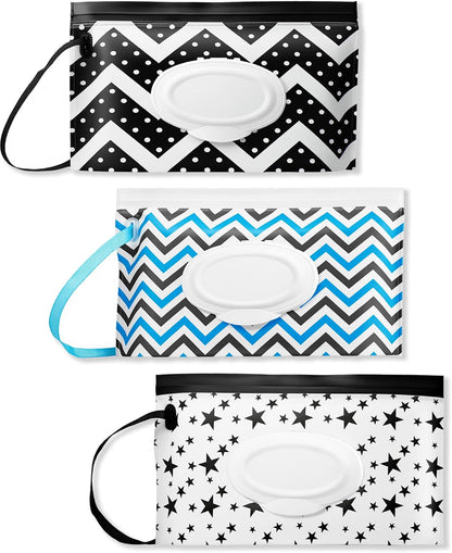 3 Pack On The Go Wipes Dispenser,Baby Wipes Dispenser, Refillable Baby Wipes Container for Travel, Baby Wipes Container Travel, Wet Wipe Dispenser, Baby Wipe Holder Wipe Container for Travel (P)