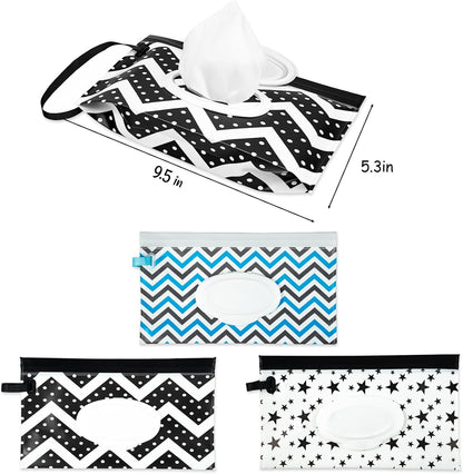 3 Pack On The Go Wipes Dispenser,Baby Wipes Dispenser, Refillable Baby Wipes Container for Travel, Baby Wipes Container Travel, Wet Wipe Dispenser, Baby Wipe Holder Wipe Container for Travel (P)