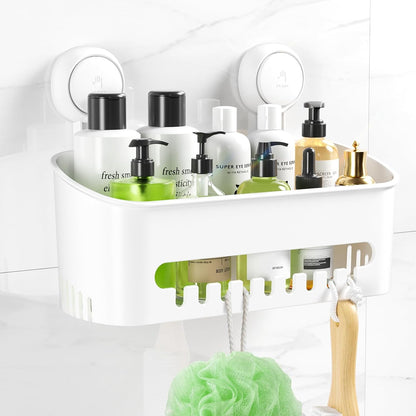Shower Caddy Suction Cup NO-Drilling Removable Bathroom Shower Shelf Powerful Shower Organizer Basket Waterproof & Oilproof Wall Mounted Storage Rack for Bathroom&Kitchen