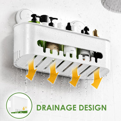 Shower Caddy Suction Cup NO-Drilling Removable Bathroom Shower Shelf Powerful Shower Organizer Basket Waterproof & Oilproof Wall Mounted Storage Rack for Bathroom&Kitchen