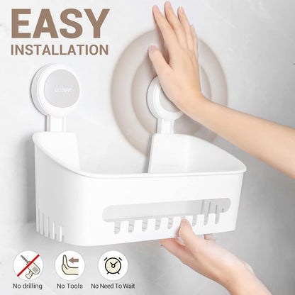 Shower Caddy Suction Cup NO-Drilling Removable Bathroom Shower Shelf Powerful Shower Organizer Basket Waterproof & Oilproof Wall Mounted Storage Rack for Bathroom&Kitchen