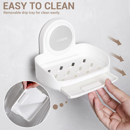 Shower Caddy Suction Cup NO-Drilling Removable Bathroom Shower Shelf Powerful Shower Organizer Basket Waterproof & Oilproof Wall Mounted Storage Rack for Bathroom&Kitchen