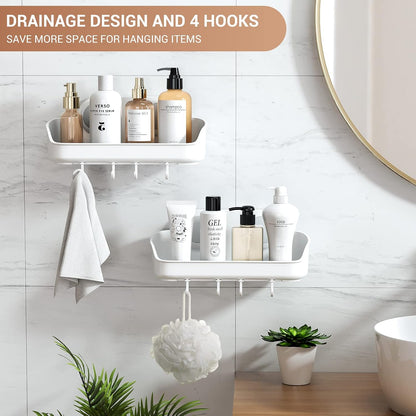 Shower Caddy Suction Cup NO-Drilling Removable Bathroom Shower Shelf Powerful Shower Organizer Basket Waterproof & Oilproof Wall Mounted Storage Rack for Bathroom&Kitchen