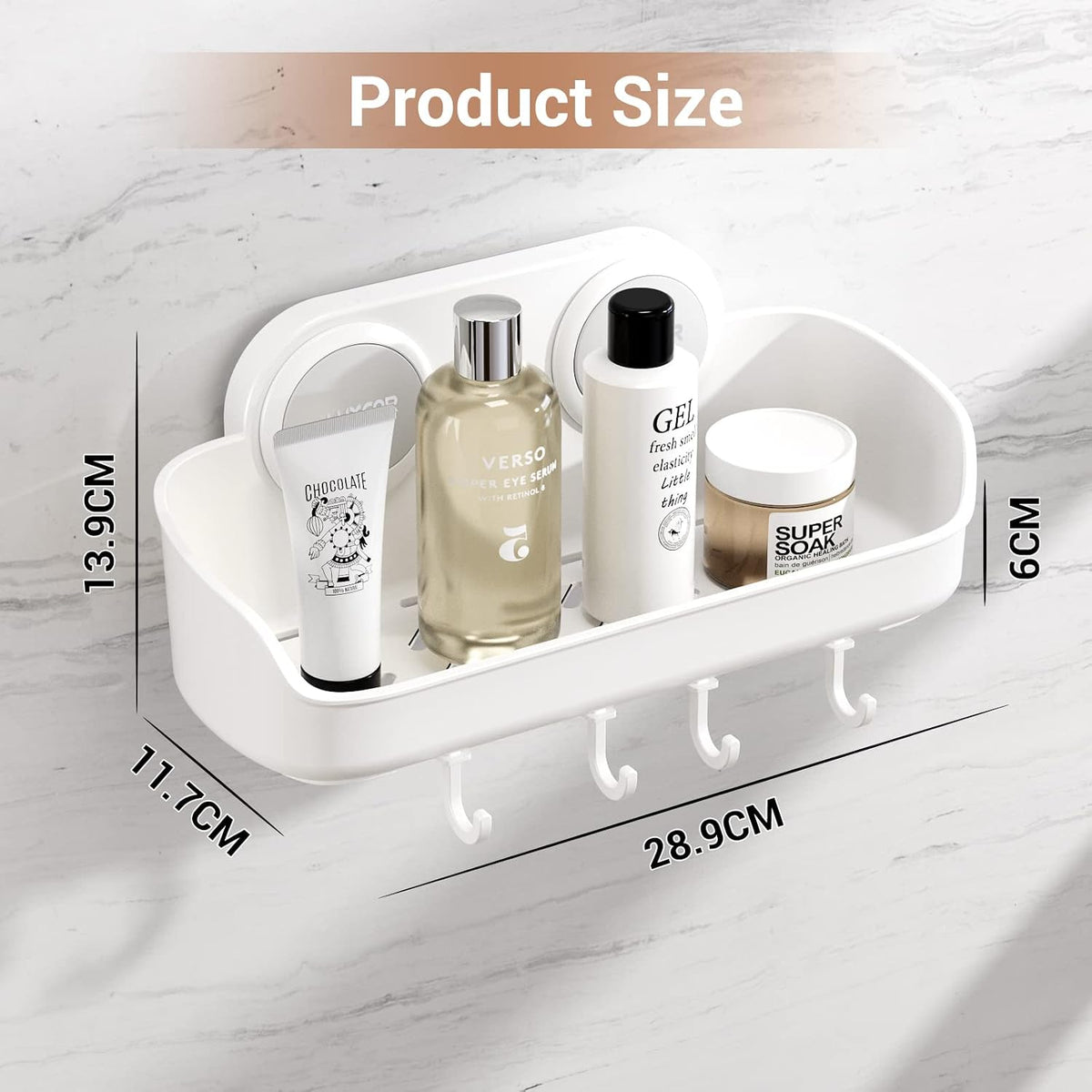 Shower Caddy Suction Cup NO-Drilling Removable Bathroom Shower Shelf Powerful Shower Organizer Basket Waterproof & Oilproof Wall Mounted Storage Rack for Bathroom&Kitchen