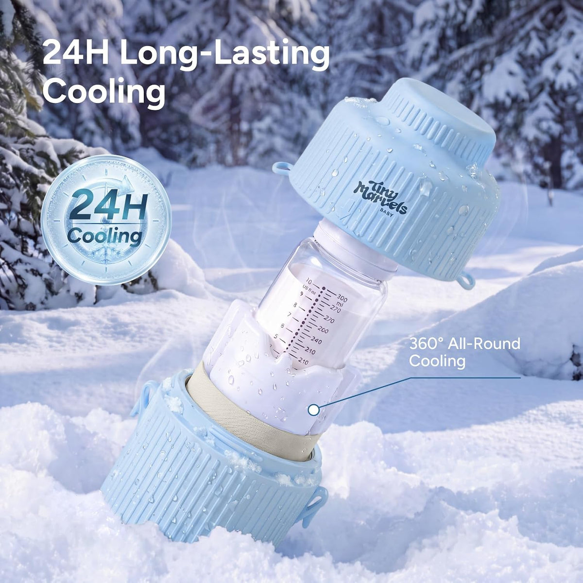 Portable Breast Milk Cooler 22oz Large Capacity with 2 Bottles for Outdoor