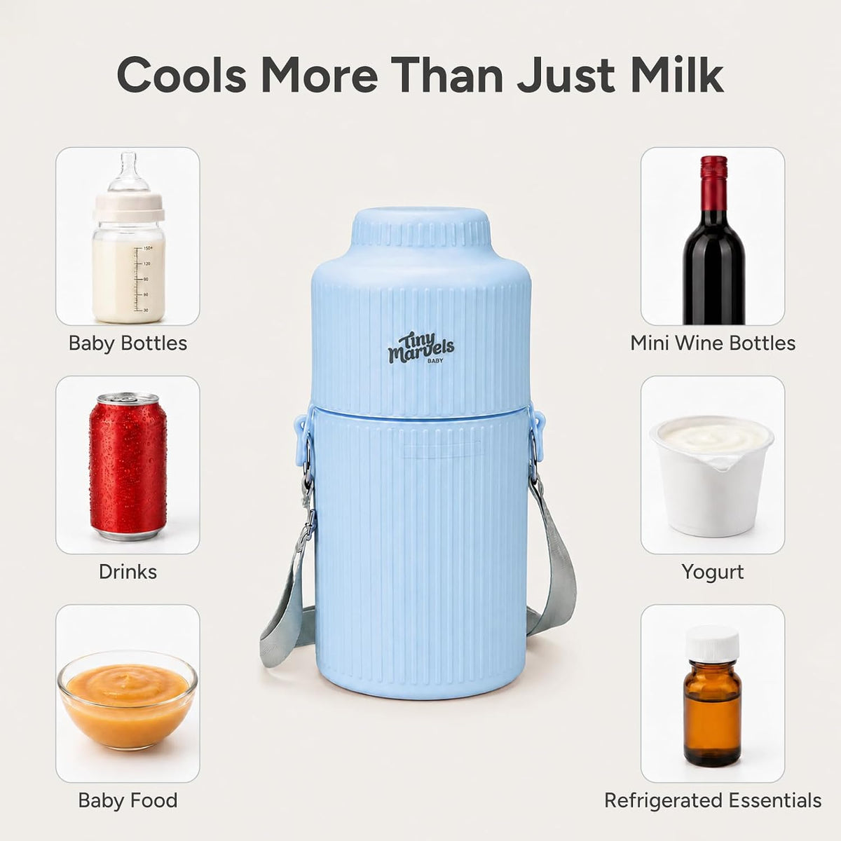Portable Breast Milk Cooler 22oz Large Capacity with 2 Bottles for Outdoor