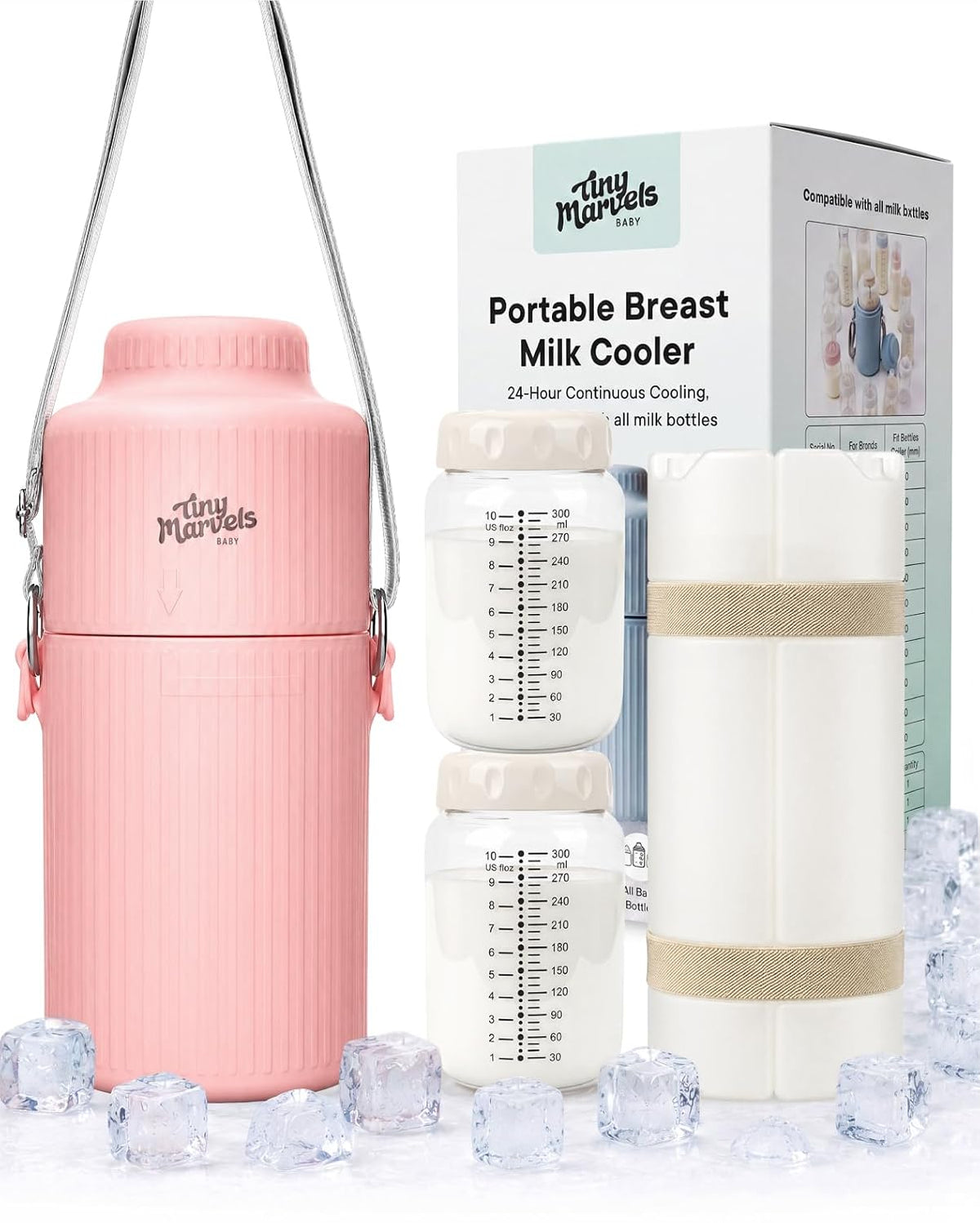 Portable Breast Milk Cooler 22oz Large Capacity with 2 Bottles for Outdoor