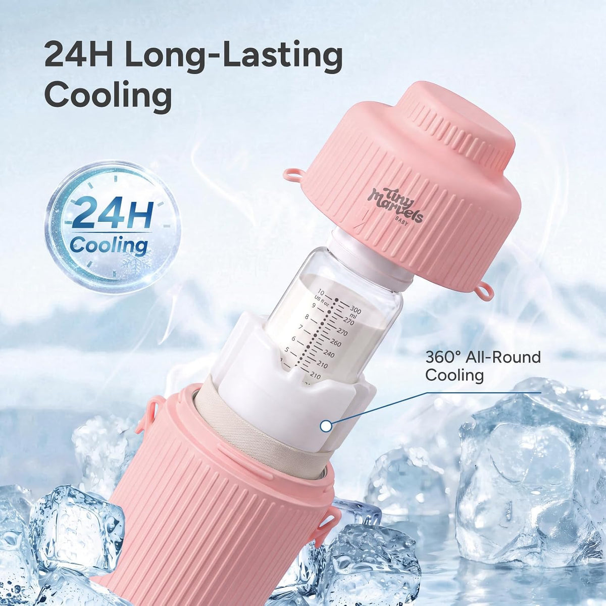 Portable Breast Milk Cooler 22oz Large Capacity with 2 Bottles for Outdoor