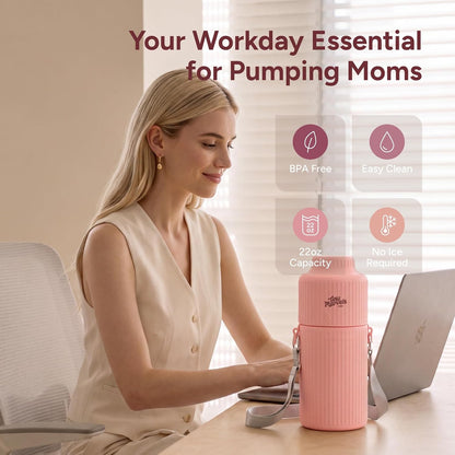 Portable Breast Milk Cooler 22oz Large Capacity with 2 Bottles for Outdoor