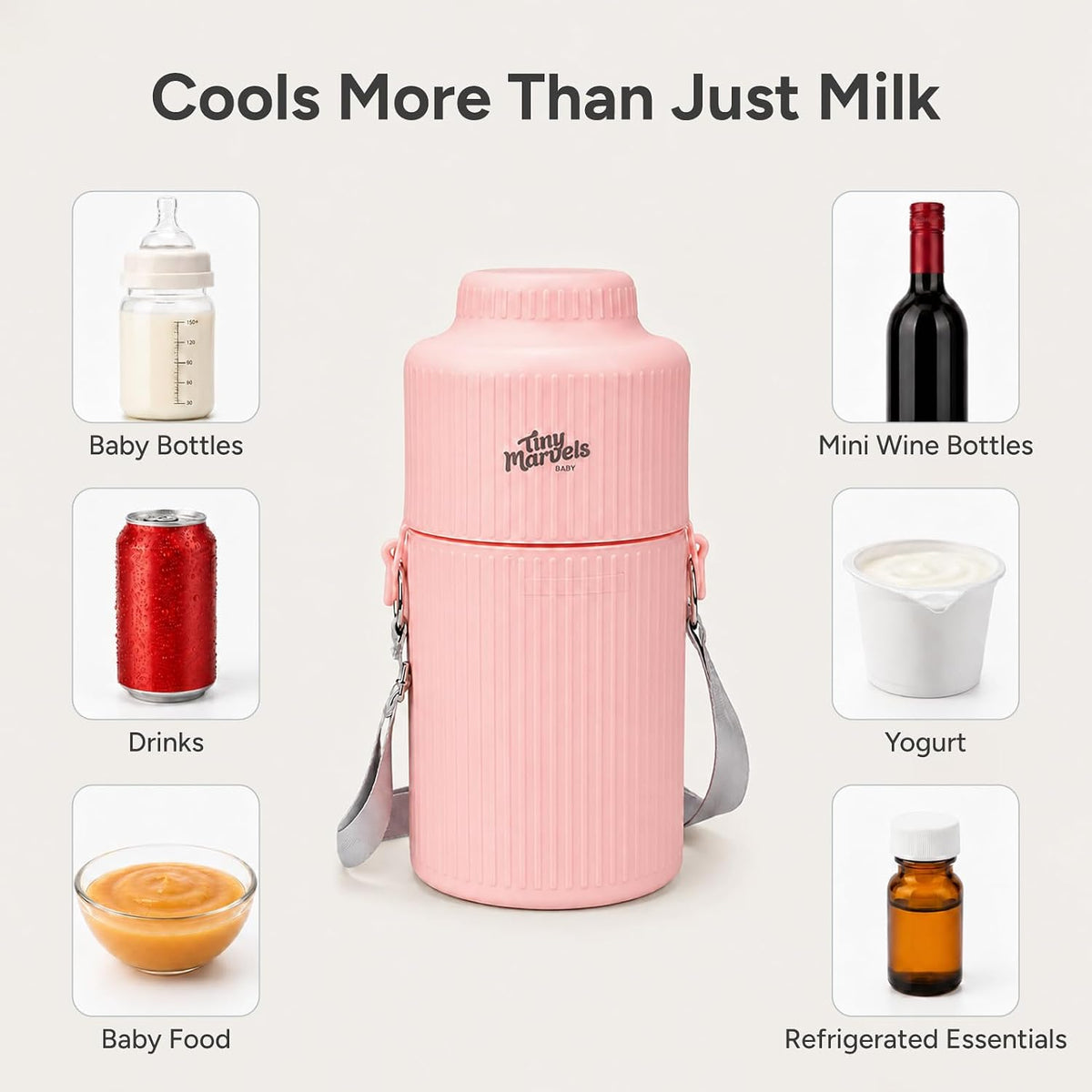 Portable Breast Milk Cooler 22oz Large Capacity with 2 Bottles for Outdoor