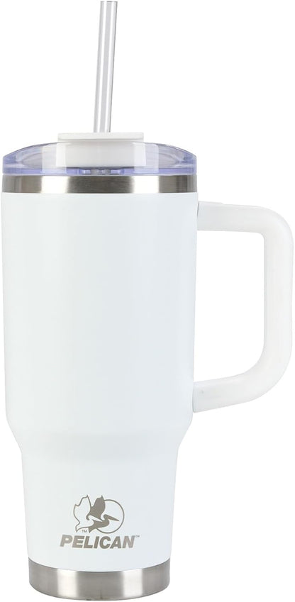 Pelican Porter™ 30 oz Travel Tumbler – Recycled Stainless Steel, Vacuum Insulated Mug with Handle – Keeps Drinks Hot 9 Hrs / Cold 16 Hrs – Spill-Resistant Lid, Dishwasher Safe– DESERT SAGE